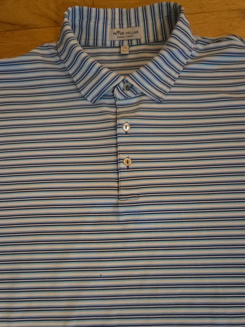NWOT Peter Millar Summer Comfort Striped Polo Shirt - Blue Multi Men's XXL